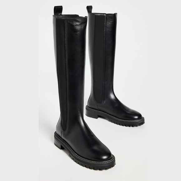 STAUD Shoes - Staud Dutch Tall Black Leather Riding Chelsea Lug Sole Boots Size 38